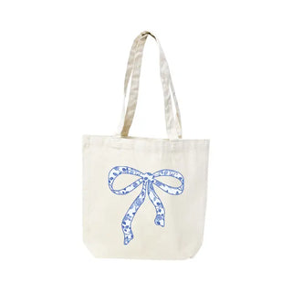 Blue Floral Bow Small Canvas Tote #HPT2515-BLUFLRBOW