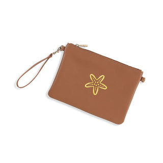 Gold Starfish Camel Madeline Wristlet