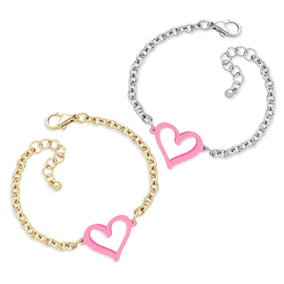 Light Pink Heart Split Bracelet #ACB-ABSV-HEART-LTPK