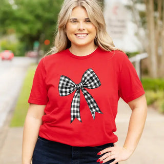 Black Check Bow T-Shirt #HPTS-GARLG-BLKBOW