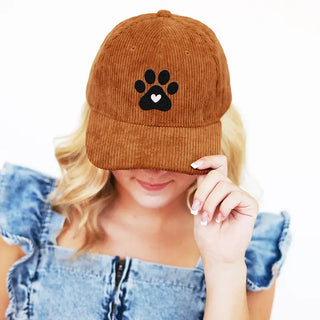 Heart Paw Corduroy Cap