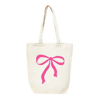 Hot Pink Bow Large Canvas Tote #HPT2518-HTPKBOW