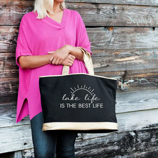 Lake Life is the Best Life Cabana Tote #HP732-BLK-LKLIFE