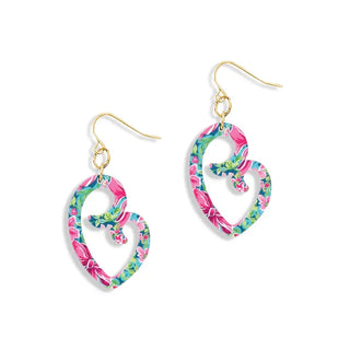 Preppy Floral Love Earrings #ACE-300GD-LOVE-PREP