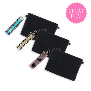 Black Madeline Wristlet & Strap 6 pc Set #PACK-191BLK-106MULT