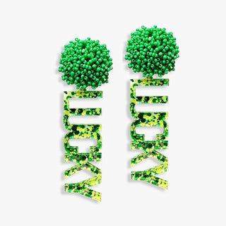 Green & Gold Glitter Acrylic Lucky Earrings