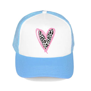 Leopard Heart Trucker Hat #L197-BLK-SMLPRDHRT23