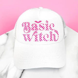 Basic Witch Check Trucker Hat #L197-BLK-SMBWCHK24
