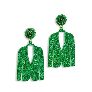 Green Glitter Masters Jacket Earrings