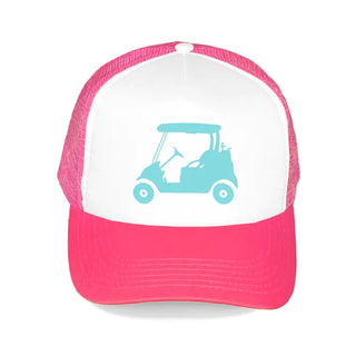 Aqua Golf Cart Trucker Hat #L197-BLU-HTAQGOLF