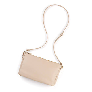 Tan Hadley Purse with Hot Pink Stripe Crossbody Strap