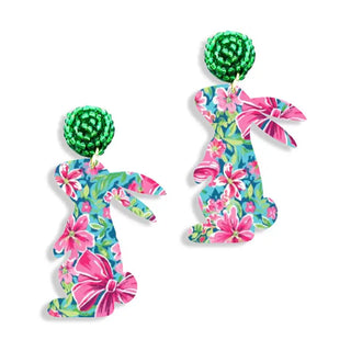 Preppy Floral Bunny Earrings #ACE-0536-PR-PREP