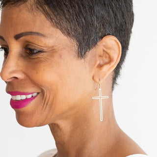 Gold Forgiven Cross Earrings #VLJE20192-GD