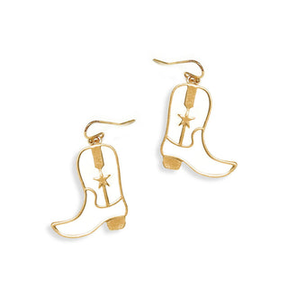 White Cowgirl Boots Earrings