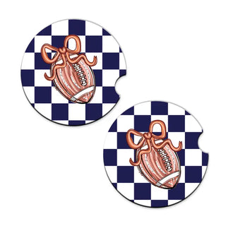 Football Bow Check Car Coaster Set #SPACK-CC132-FBBOW