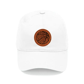 Camel Leopard Basketball Patch White Cap #L190-WHT-P302-LPRDBB