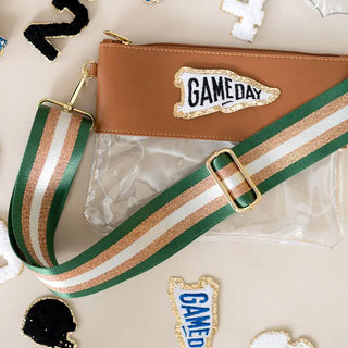 Green & Bronze Stripe Crossbody Strap #MNA109VL-GRNBZ