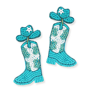 Aqua Long Live Cowgirls Earrings #VLJE8138-AQ
