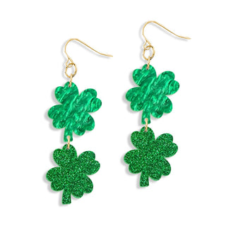 Green Drop Shamrock Earrings