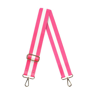 Tan Hadley Purse with Hot Pink Stripe Crossbody Strap