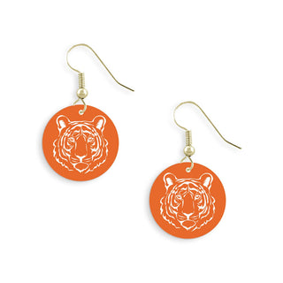 Orange Tiger Disc Earrings