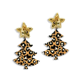 Spotlight Leopard Christmas Tree Earrings