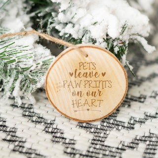 Pets Leave Paw Prints Wood Ornament