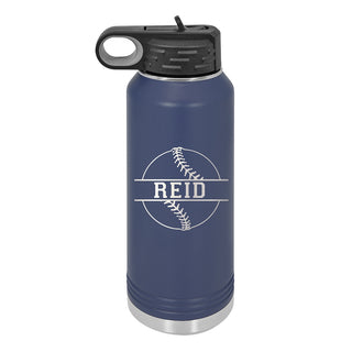 Water Bottle with Baseball Design