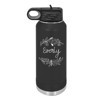 Water Bottle with Floral Design
