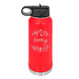 Water Bottle with Floral Design
