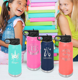 Water Bottle with Vine Initials