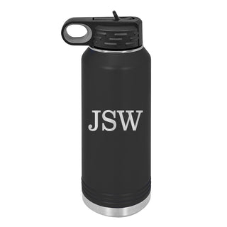 Water Bottle with Classic Male Initials