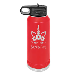 Water Bottle with Unicorn Design