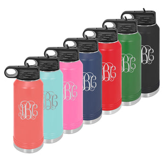Water Bottle with Vine Initials