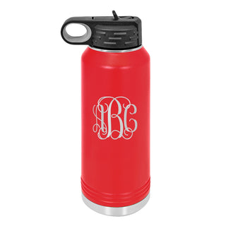 Water Bottle with Vine Initials