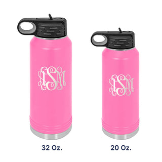 Water Bottle with Vine Initials