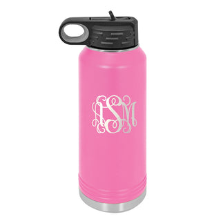 Water Bottle with Vine Initials