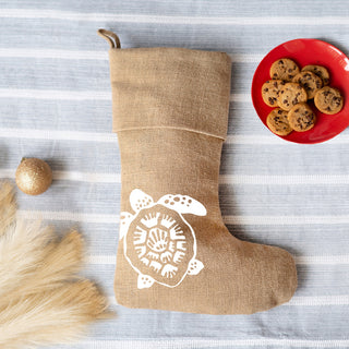 Turtle Burlap Stocking 