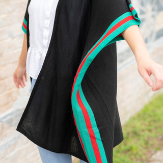 Black Designer Stripe Lindsey Top