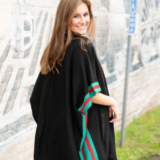 Black Designer Stripe Lindsey Top