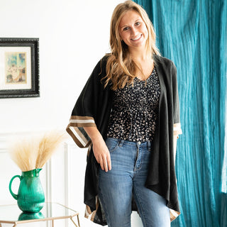 Black Natural Stripe Lindsey Top