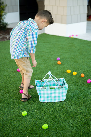 Mint Check Mini Market Tote 