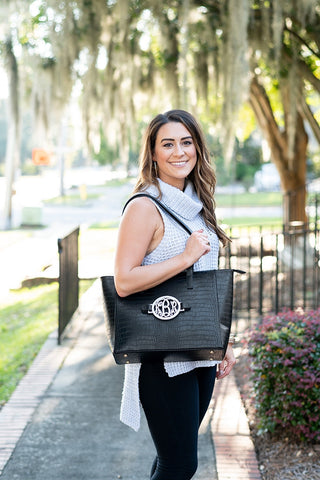 Black Crocodile Abbey Purse