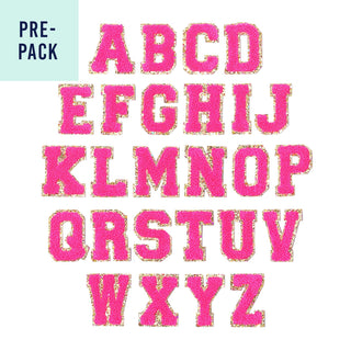 Hot Pink Full Alphabet Varsity Letter Patches Pre Pack