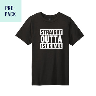 Kids' Black Straight Outta 1st Grade T-Shirt Pre Pack