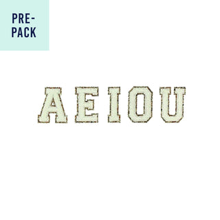 Creme Vowel Varsity Letter Patches Pre Pack