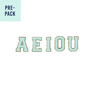 Mint Vowel Varsity Letter Patches Pre Pack