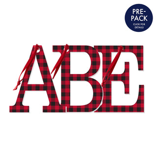 Red Buffalo Check Initial Christmas Ornament Pre-Pack