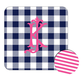 Personalized Navy Check Desk Set