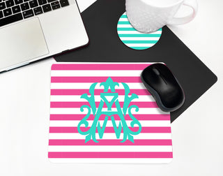 Personalized Hot Pink Stripe Desk Set